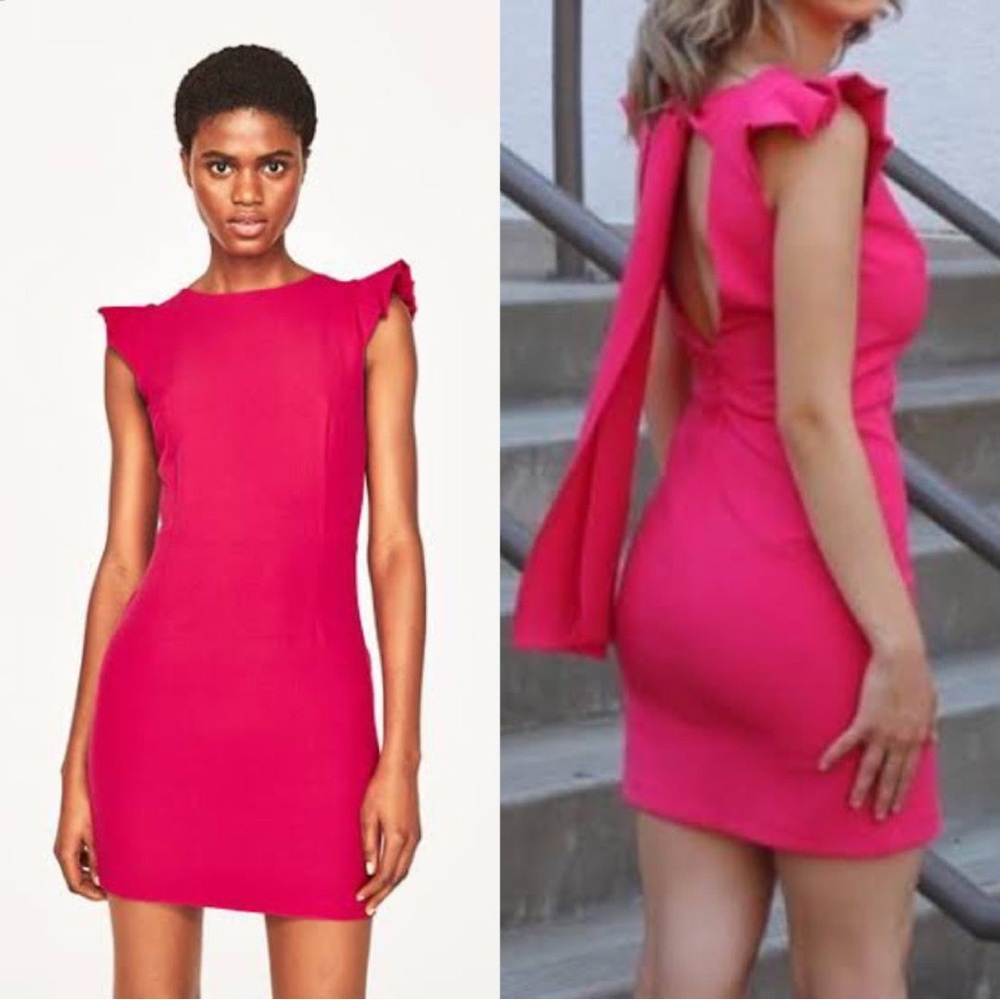 Zara Pink Barbiecore Dress Size Medium